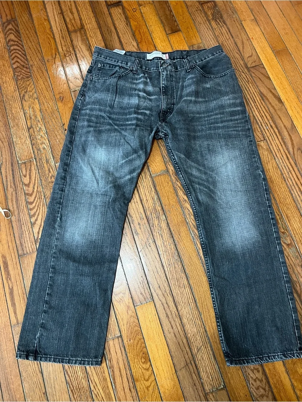Levi's Men's Black Washed 505 Relaxed Jeans 38x30